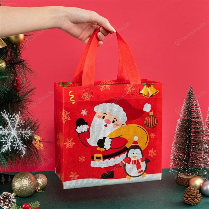 12pc Christmas Gift Bag Waterproof Non-woven Fabric For Chocolate Cloth Packing, Xmas New Year Party Favor Decor, Christmas Decoration