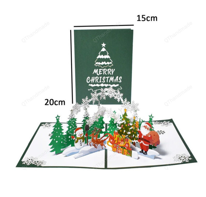Christmas 3D Train Pop Up Greeting Cards, Xmas Gift, Xmas Tree with Santa Claus Snowflakes 3D Cards, Christmas Decor, Keepsake 3D Cards