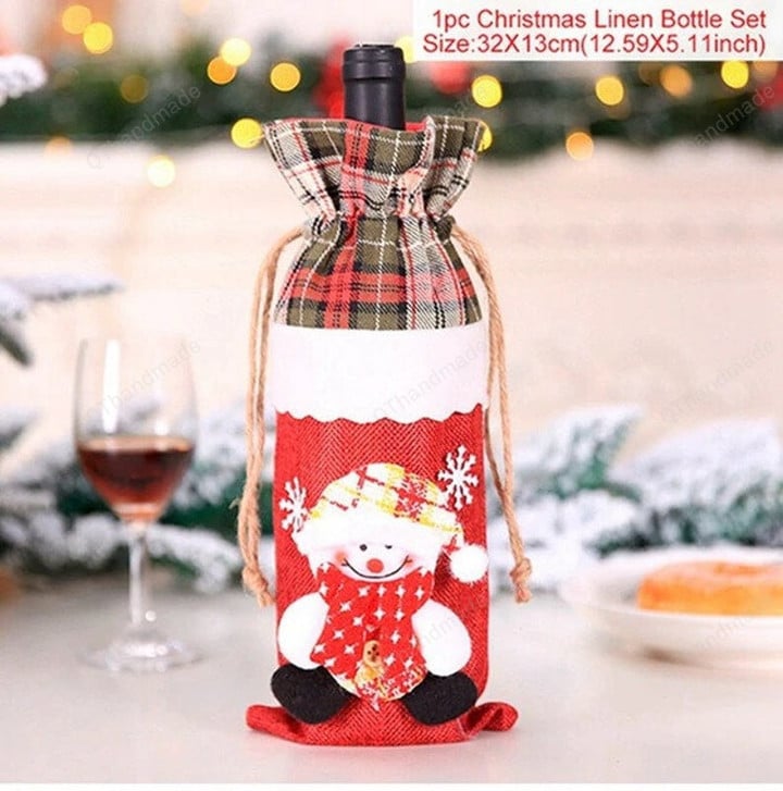 Christmas Wine Bottle Cover, Merry Christmas Decoration, Kitchen Accessories, Xmas Champagne Wine Bottle Cover Holder, Christmas Gift