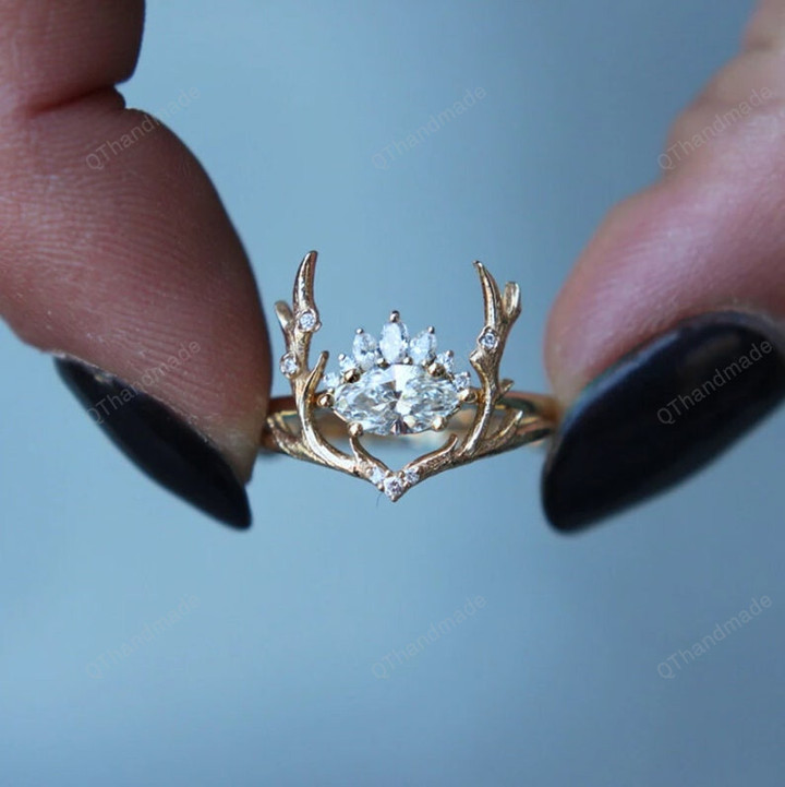 Vintage Rose Gold Elk Shape Women Ring/Boho ring/Celestial Ring/Valentine gift/Gift for him/Gift for her/Godness fairy ring/Statement rings