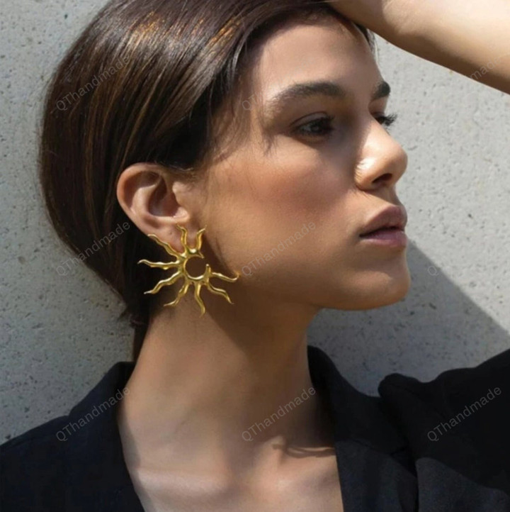 Exaggerated Vintage Drop Earrings/Wild Sun Earrings /Women Gold Plated Dangle Earrings woman Fashion Jewelry/Dangle Drop earrings