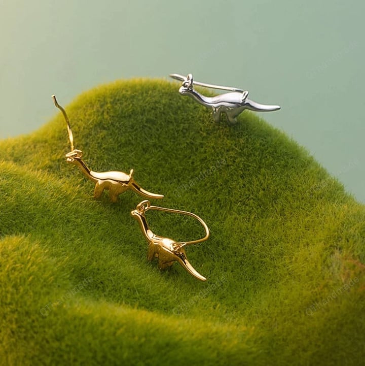 Shining Gold Mini Dinosaur Stud Earrings Fashion Trend Copper Cute Animal Hook Earrings Jewelry/Bestie Gifts/Fairy jewelry/BFF Gifts