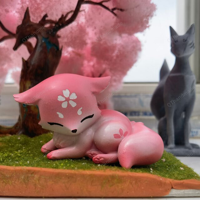 8cm Game Genshin Impact Yae Miko Fox Resin Figure Toy Cosplay Animal Miniatures Doll Collection Costume Props Fans Gift
