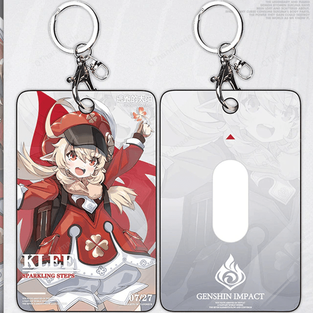 6.5 x 10.3 cm Anime Genshin Impact Card Holder Cosplay Zhongli Hu Tao Ganyu Diluc Klee Keqing Cute Hard Key Chain
