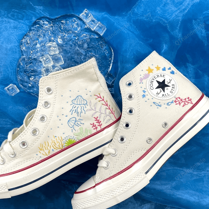 Converse Custom Chuck Taylor 70 embroidered flowers/ Wedding Gift Converse Custom Flowers Embroidery/ Custom converse Chuck Taylor embroidered flower/ Wedding Converse Shoes/ Converse Custom Chuck Taylor 70 embroidered flower