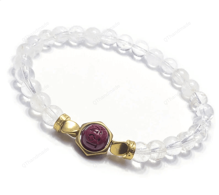 Buddhist Cinnabar Six-Word Mantra Natural Genuine Crystal Bracelets Handmade Healing Anxiety Bracelet 6mm/Cottagecore Cottage core Jewelry