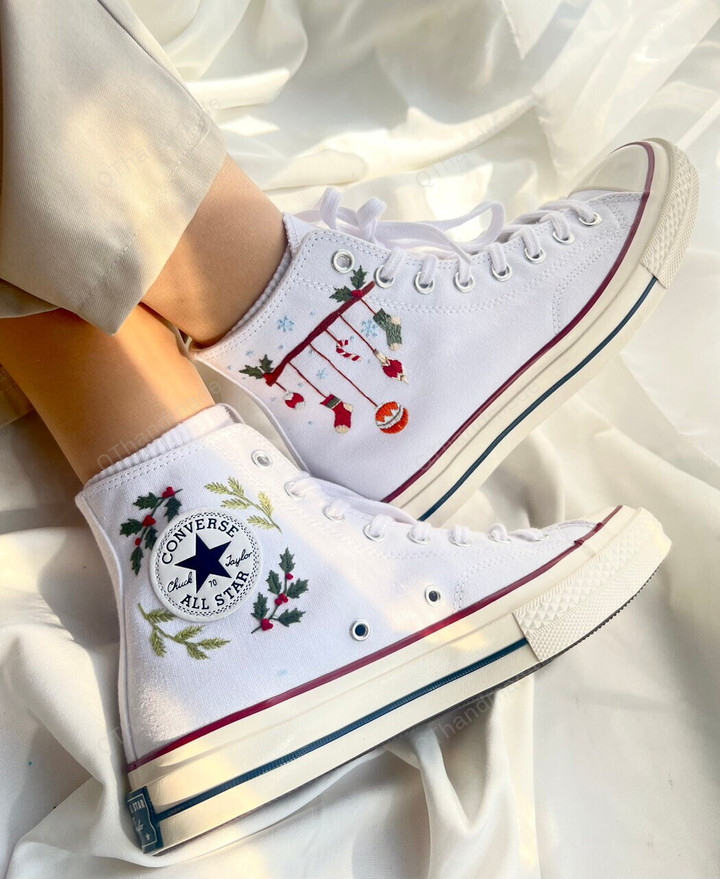 Embroidered Converse floral Converse converse High Tops/ SunFloral Embroidery Converse/ Converse Embroidered