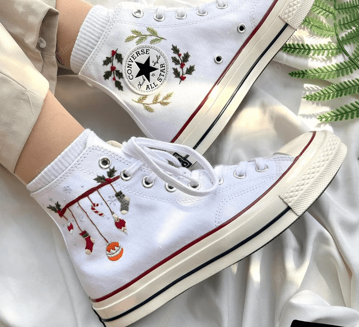 Sweet Orange Flower Garden/ Converse Custom SunFlower Embroidery/ Flower Converse Shoes/ Converse Embroidery