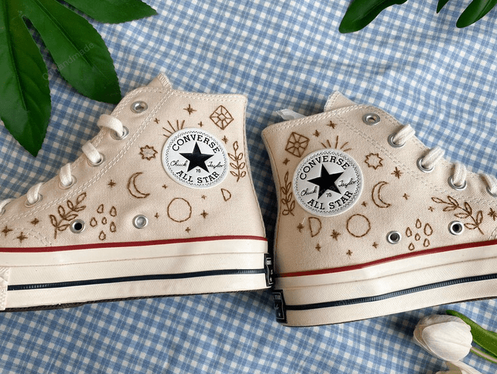 Converse Custom Special Symbol Embroidery Custom Planet And Star Embroidered