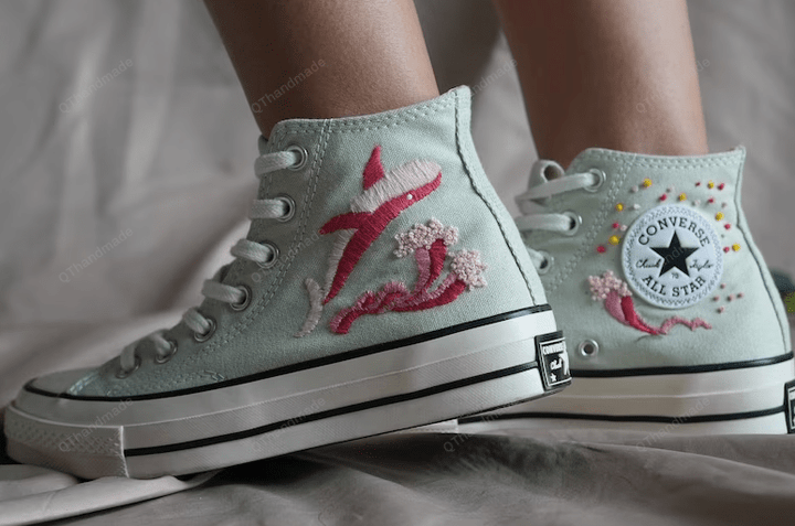 Converse Custom | Wedding Gift | Converse Chuck Taylor 1970s | Custom Embroidery Converse Sports Shoes| Wedding sneakers| Valentine Gift