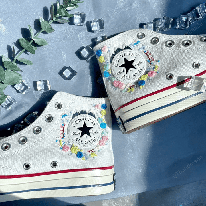 Embroidered Butterfly Converse/ Converse Custom Sun Flower Embroidery/ Converse Custom Chuck Taylor 70 embroidered flowers