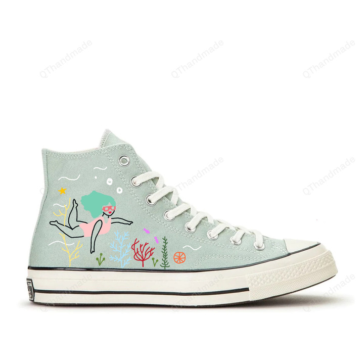 Personalized Converse Chuck Taylor Swimming/ Sea Embroidered Converse Shoes