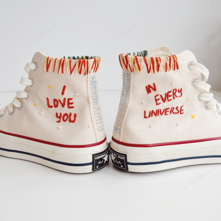 I Love You In Every Universe Embroidery Converse Chuck Taylor, Embroidered Universal Converse Shoes, Embroidered Converse Custom, Personalized Embroidered Sneakers