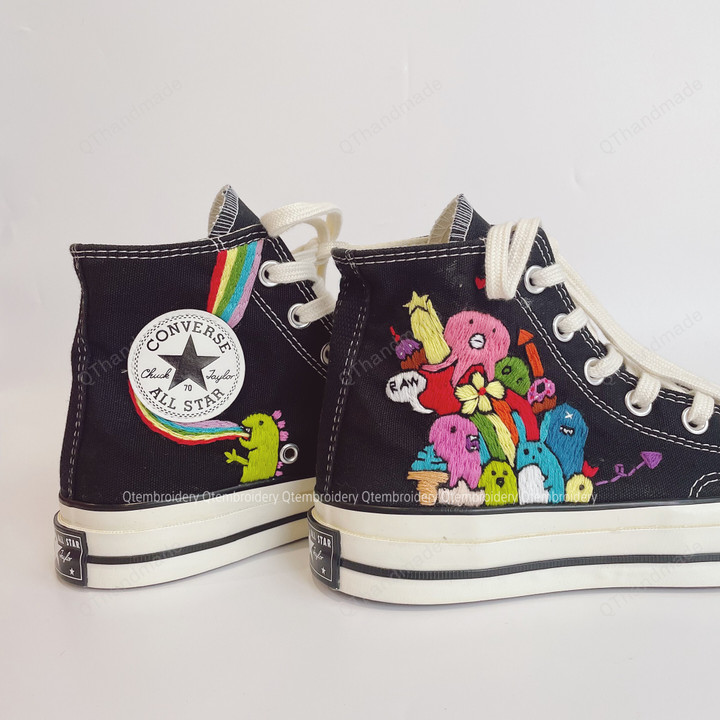 Custom Embroidered Rabbit Shoes Converse All Star Personalized Wedding Embroidered Cute Pets Converse Chuck Taylor 1970s Gifts For Her