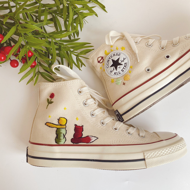 Custom Converse Chuck Taylor 70 Embroidered A Little Prince Custom Hand Embroidery Anime Converse High Tops Personalized Gift for Her