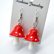 COTTAGECORE MUSHROOM EARRINGS Vacation Fungi Jewelry/Mushroom Gift/Amanita Red Shroom Quirky Earring Hand Made Miniature/Boho Earrings