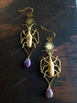 Amethyst Beetle Earrings/Celestial Metaphysical Jewelry/Waterfall Earrings,Boho earrings/Witchy statement earrings/Drops Witchy Jewelry