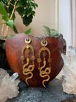 The golden Snake Earrings, Hypoallergenic Wanderlust Jewelry/Celestial Metaphysical Jewelry/Waterfall Boho Witchy statement earrings/Boho Bohemian Drops Jewelry