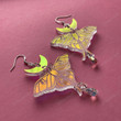 Handmade LUNA MOTH iridescent statement earrings/laser cut acrylic/moth hair clip/moth earrings/earrings dangle/earrings studs/funky earring