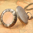 Antique Novel Transparent Glass Roman Numerals Dial Design Quartz Pocket Watch Necklace Pendant Chain Gifts for Men Women/Best man Gifts