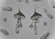 Silver Color Mushroom Earrings/Bohemian Earings/Star and Moon Pendant Drop Earrings/Magical Witchy Earrings/Healing Crystal/Gothic Earrings