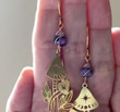 Magic Mushrooms/Amethyst quartz Earrings/Celestial Earrings/Waterfall Earrings/Witchy Earrings/Celestial Goddess/Wicca Magical Earrings