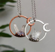 Witch Magic Energy Crescent Moon Quartz Pendant Necklace Fairy Woodland Moon Pagan Occult/Occult Jewelry/Hippy Jewelry/Fairy Necklace