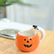 Pumpkin Coffee Mug Teacup with Ghost Handgrip, Funny Halloween Pumpkin Coffee Mug, Halloween Gift, Halloween Pumpkin-Shaped Ceramic Cup
