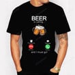 Beer Is Calling and I Must Go Phone Calling Screen Beer T-Shirt, Casual O Neck Short Sleeve Shirt, Funny Beer Day Graphic Shirt, Xmas Gift