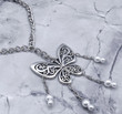 Vintage Hollow Butterfly Tassel Pearl Pendant Necklace for Women Charm Aesthetic Fashion Sweet Cool Choker Trend Jewelry/Choker Collar Y2K