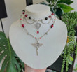 Handmade Fairy Core Red Witchy Cross Necklace/ Y2k Indie Jewelry Pixie Black&red Beaded Necklace/Witchy Halloween