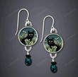 Mysterious Black Cat Earrings/Statement Drop Earrings/Gothic Wanderlust Jewelry/Magical Witchy Earrings/Bohemian Earrings