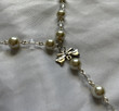 Ivory & Clear Rosary Styled Cross Necklace/Beaded Chain Layered Rosary Necklace/Fairycore Cottage Necklace/BFF Besties Gothic Choker Collar