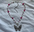 Coquette Pink & White Butterfly Necklace, Fairy Tale Core Cottagcore aesthetic,lovely gift ideas/Gift For Her
