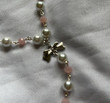 Pink Rosary Styled Heart Necklace, Fairy Tale Core Cottagcore aesthetic, lovely gift ideas,/Gift For Her