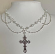 Victorian Gothic Cross Rosary Necklace With Chain Charm Handmade Sacred Pearl Beaded Necklace Layered Necklace/Choker Collar Y2K