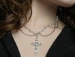 Victorian Gothic Cross Rosary Necklace With Chain Charm Handmade Sacred Pearl Beaded Necklace Layered Necklace/Choker Collar Y2K