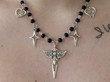 Gothic Rosary Necklace Angel Pendant Fashion Heart Star Fringe Necklace For Women Girls Dark Choker Jewelry Accessories Gifts/Y2k Necklace
