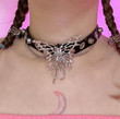 Punk Aesthetic Leather Butterfly Choker Sexy Accessories Cool Pendant Necklace Goth Necklaces Egirl Grunge Rock/Y2k Necklace
