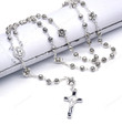 Vintage Metal Rose Rosary Necklace Cross Pendant Necklace Religious Gift Giveaway,Gift For Her