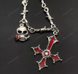 Red Bloody Skull Rose Inverted Cross Pendant Vintage Gothic Cross Pendant Necklace Devil Lucifer Satan Satanic Jewelry,Cottagecore Jewelry