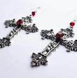 Gothic Red Crystal Cross Drill Earrings, Women Fashion Jewelry Accessories, Witchy Punk Statement Earrings, Victorian Jewelry Earrings