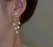 Beautiful Zircon Pearl Tassel Earrings Wedding Drop Earrings Charm Shiny/Fairy Cottagecore Jewelry Accessories/Cosplay Costume