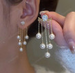 Beautiful Zircon Pearl Tassel Earrings Wedding Drop Earrings Charm Shiny/Fairy Cottagecore Jewelry Accessories/Cosplay Costume