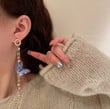 Blue Pink Butterfly Pearl Crystal Acrylic Tassel Earrings Jewelry Party Jewelry,Fairy Cottagecore Jewelry Accessories/Cosplay Costume