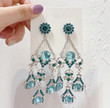 Ocean Luxury Blue Crystal Long Dangle Earrings For Women Girls Elegant Vintage Party Jewelry Gifts,Fairy Cottagecore Jewelry Accessories