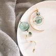 Fresh Green Bubble Dangle Earrings Hand Blown Glass Ball Asymmetric Drop Earrings Earrings Femme/Bestie Gifts/Fairy jewelry/BFF Gifts
