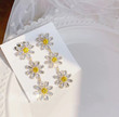 Yellow Daisy Crystal Flower Petal Tassel Drop Earrings Students Fashion Party Pendientes Jewelry/Bestie Gifts/Fairy jewelry/BFF Gifts