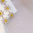 Yellow Daisy Crystal Flower Petal Tassel Drop Earrings Students Fashion Party Pendientes Jewelry/Bestie Gifts/Fairy jewelry/BFF Gifts