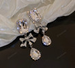 Luxury Elegant Square Crystal Drop Earrings Metal Bowknot Pendientes Party Jewelry/Bestie Gifts/Fairy jewelry/BFF Gifts